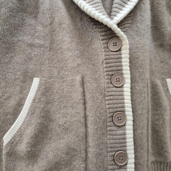 Charter Club Taupe Cardigan with Cream Trim - Picture 4 of 5